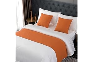 TTiiLoe Camino de cama para pies de cama, decoración de ropa de cama, colcha de color sólido, bufanda, toalla de protección para dormitorio de hotel, naranja, 50 x 210 cm para cama de 1,5 m