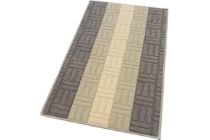 EMMEVI Tappeto Cucina Bordato Assorbente Tessitura 3D Varie Misure E Colori Multiuso Bagno Camera Corridoio 100% Made in Italy mod.MIA 57X290 BEIGE