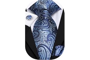 Hi-Tie Ties for Men Silk Necktie Pocket Square Cufflinks Wedding Formal Party Gift for Men