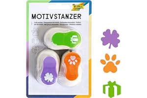 folia 7023 - Motivstanzer, Motivlocher, 3er Set, Geschenk, Kleeblatt und Tatze