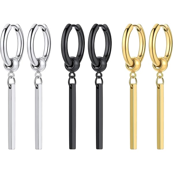 Diamday 25 stuks clip-on oorbellen voor heren, roestvrij staal, kruis, ketting, zwart, huggie hoop, zonder gaatjes, punk, gothic, Kpop, nep- oorbellen, Roestvrij staal