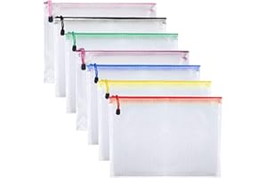 TUPARKA 7 piezas Bolsas de archivo con cremallera Bolsas de documentos de malla A5 para cosméticos Accesorios de suministros de oficina