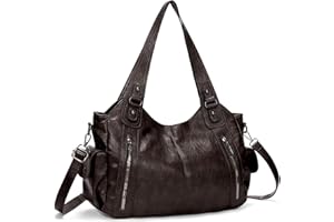 Generisch Generish Handtasche Damen,Weiches Leder Tote Hobo Bag Groß Shopper Tasche Uni Tasche Vintage Bag Braun Slouchy UmhäNgetasche Arbeitstasche für Schule Reisen
