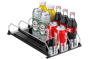 FUNYKICH Dispensador de Latas Automático Nevera para 15 Latas con Ancho Ajustable, Frigorífico Organizador, Dispensador De latas de Tamaño Estándar de 340ml,450ml,500ml,600ml,etc