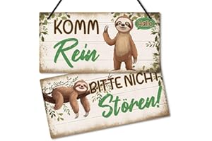 Putuo Decor Türschild Bitte Nicht stören/Komm rein – Beidseitiges PVC Türschild mit Faultier-Motiv für Kinderzimmer Büro Schlafzimmer