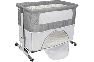 YIMING 3 in 1 Berceau Cododo avec Matelas et Moustiquaire, Hauteur en Réglable, Lit Bébé Cododo pour Les Bébés de 1 à 36 Mois, Cododo Mobile Chambre Bébé (95×58×(74-90) cm, D)