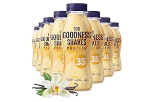 For Goodness Shakes Vanilla Protein Shakes, 35g Protein, High Protein, Fat-Free, Ready-To-Drink, No Added Sugar, Gluten-Free, Pre & Post Workout, 8 x 330ml