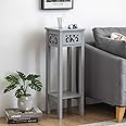 woodluv Bedside Table, Side Table, Tall Telephone Table, Drawer Storage unit, End Table, for Bedroom, Living Room, Grey