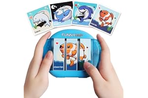 Fullware Rotating 3D Puzzle for Kids 3 4 5 6 7 Year Old, 4 Puzzles in 1, Handheld Fidget Toys for Travel, Cars & Plane, Fine Motor Skills Developing, Educational Game for Boys & Girls Ages 3+ (Fish)