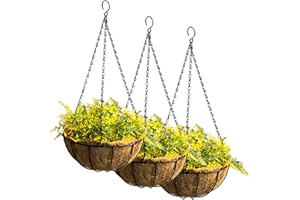 Tosnail - Lot de 3 pots de fleurs suspendus en metal avec panier de plante en fibre de coco