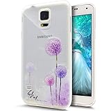 ikasus Cover Galaxy S5 Mini,Custodia Galaxy S5 Mini, Disegno colorato con Ragazza Farfalla Cover Silicone Case Molle TPU Tras