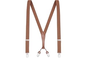 Buyless Fashion Tirantes para hombre - 122 cm correas ajustables 2.54 cm - En Y de Cuero