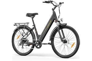 Junglor Vélo Électrique 27,5", Moteur 250W, Batterie 36 V 15,6 Ah Amovible, Autonomie Jusqu’à 100 km, 7 Vitesses, Écran LCD, Assistance 25 km/h, Charge Max 120 kg, Modèle Mixte E-Bike