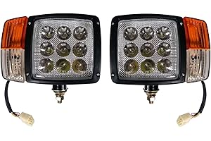 GENERIC Led Headlight Lights Compatible with JCB Telehandler Loader Loadall Head Wired Headlamp Pair