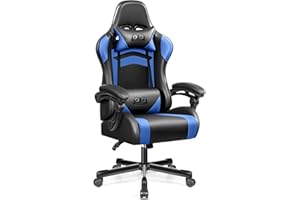 OneGame Silla Gaming, Silla ergonómica Gaming con Respaldo Ajustable Respaldo Alto Silla Gaming rotación 360º para Trabajar y Jugar, Negro Azul