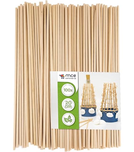 60 Stück Rundholz-Stäbe Aus Buche – 30 Cm Lang, 3/5/6 Mm Durchmesser, Für Basteln, Modellbau, Zuckerwatte