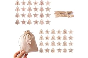 DAHI 2sets adventskalender zahlen holz nummer 1-24 weihnachtsbasteln(brown)