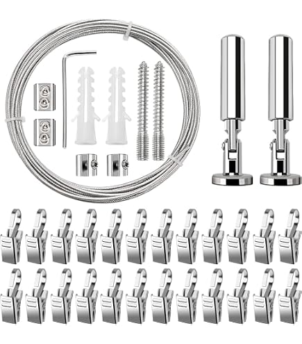 50 Pinces à Rideaux Métal Acier Inoxydable - Clips Rideaux Avec Crochets Argent - Décoration Maison