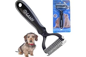 Laadi Undercoat Rake Tool - Reduce Shedding by 95% - Double Sided Dematting Tool - Dog & Cat Brush - Reduce Shedding by 95% - Double Sided Dematting Tool - Grooming Brush for Dogs & Cats(BLACK, L)