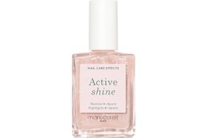 Manucurist Active Shine Nude - Esmalte de uñas, cuidado reparador, iluminador orgánico: extracto de remolacha, AHA, esmalte de uñas nutritivo, fortalecedor de uñas, hidratante - barniz beige nacarado