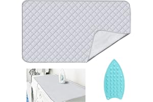 JOYSOG Alfombrilla de planchado para encimera de mesa con almohadilla de hierro, manta portátil de viaje, plegable, gruesa resistente al calor, cubierta para secadora