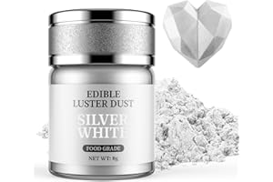 Glitter Commestibili Bianco Argenteo, Waysroma Glitter Commestibili per Torte Glitter Commestibili per Drink Colorante Alimentare in Polvere per per Fondente, Cioccolato, Pasqua Biscotti(8g)