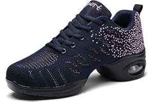 MEIDIASTRA Damskie buty jazzowe, sznurowane trampki do tańca, damskie buty do tańca, rozcięta podeszwa, poduszka powietrzna, nowoczesne buty do tańca, platforma