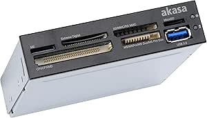Akasa Internal Card Reader | 3.5" PC Bay | 6-port Media Card Reader | SuperSpeed USB3.0 | MicroSD | M2 | CF | SDHC | AK-ICR-07U3