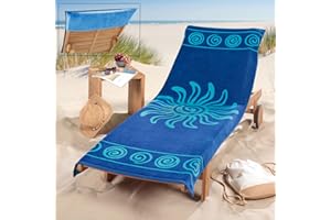 Delindo Lifestyle Frottee Bezug für Gartenliege Tropical Sun Blue, Schonbezug für Sonnenliegen, Liegenauflage aus 100% Baumwolle, 83x200 cm