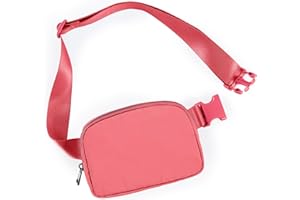 ODODOS Unisex Mini Belt Bag with Adjustable Strap Fanny Pack Small Waist Pouch for Workout Running Traveling Hiking, Raspberry