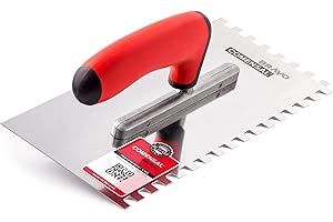 COMENSAL® Llana Dentada Inox - Llana Peine - para Colocación de Baldosas - Espátula Dentada - Mango Ergonomico - Made in EU - 8x8 mm