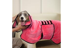 HezzLuv Accappatoio per cani ultra assorbente, in microfibra, per un'asciugatura rapida e semplice, morbido asciugamano per cani a doppio strato, per cuccioli e adulti, animali domestici e gatti
