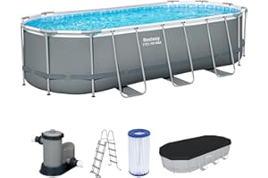 Bestway Steel Pro MAX Frame Pool Komplett-Set, 549 x 274 x 122 cm, 13.430 L, TriTech-Material, Filterpumpe, Sicherheitsleiter, Abdeckplane, Fliesenmosaik, einfacher Aufbau, langlebiger Stahlrahmen