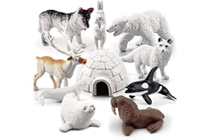 KATELUO Animaux Polaires, 10pcsAnimaux Polaire Figurine, Figurines Animaux Marins, Animaux Arctique, Convient pour la Décoration de la Maison, la Décoration de Noël, la Décoration de Gâteaux
