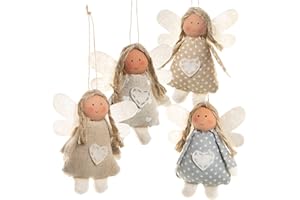 ‎LOGBUCH-VERLAG Logbuch-Verlag 4 kleine Engel Stoffengel Anhänger mit Herz 10 cm Glücksbringer kleines Geschenk Geburtstag Weihnachten Pastellfarben