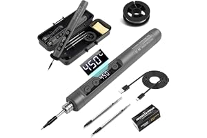 Flintronic Sladdlöst lödkolvssats, uppladdningsbar USB-lödkolv med LED-skärm, justerbar temperatur 180°C-450°C, bärbara lödko