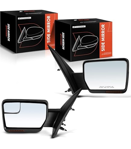 Passenger Side Power Mirror Replacement For 2009-2014 Ford F150 Pickup - Manual Fold, Textured Black, No Heat/Signal