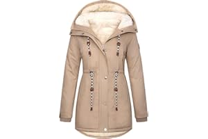 Xnova Damskie zimowe płaszcze z podszewką polarową, ciepłe bawełniane kurtki parka, damski wyściełany płaszcz termiczny z kapturem i sznurkiem na zamek błyskawiczny, wiatroszczelna odzież wierzchnia