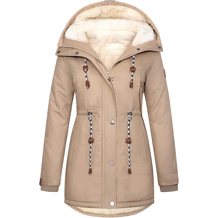 EQWLJWE Manteaux D'Hiver Pour Femmes Vestes à Capuche En Polaire Épaissies Chaudes Doublées De Fausse Fourrure Capuche Fermeture Éclair Complète Veste Extérieure