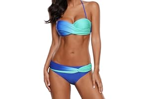 Ocean Plus Femme Été Maillots de Bain Multicolore Bandeau Tie Dye Ensemble Bikini Twist Push Up avec Underwire Beachwear