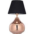 Rust & Shine Huzur Table Lamp - Rose Gold Finish with Black Lamp Shade | Durable Iron Metal Made Night Lamp for Bedroom, Living Room and Home Décor | Table Bed Lamp
