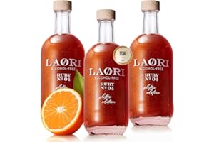 Laori Spritz pailleté sans alcool 3x500 ml | Apéritif sans alcool à paillettes sans arômes artificiels | Colorants végétaux | Parfait pour Spritz | Goût d'orange+pamplemousse | Seulement 65 kcal