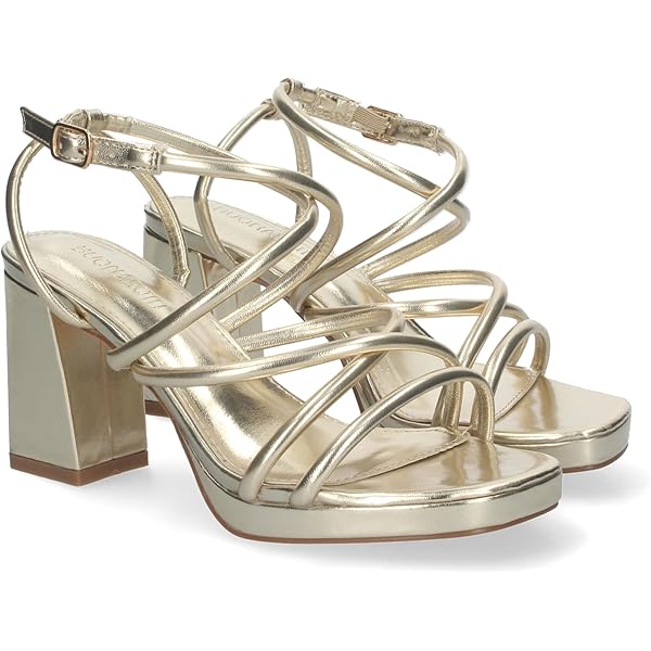 Zapatos Dorados Fiesta Sandalia De Tacón Para Mujer Shoes&blues