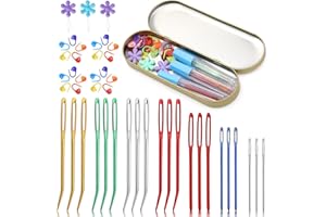 Riddur 21 Pièces Aiguilles émoussées à Gros Chas, Aiguilles à Tricoter, Aiguilles à Tapisserie, Aiguilles à Coudre, Aiguilles à Laine, Aiguilles à Tricoter à La Main Avec Marqueurs De Points