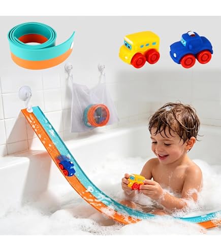 LATERN 62 Pièces Jouets De Bain – Toboggan Canard Sur Rail Mural Avec Ventouses – Dès 3 Ans
