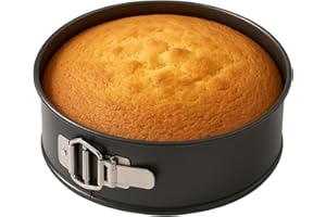 CHEFZOCO Molde repostería Redondo, Molde para Bizcochos, Molde para Horno, Molde Tarta, Molde Pasteles, Soporta hasta 230ºC, Antiadherente, Liberación rápida Clip-Clap, Diámetro 22 cm