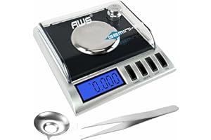 AMERICAN WEIGH SCALES GEMINI-50 Portable Precision Modern Stainless Steel Digital Milligram Scale 50g x 0.001g (Black)