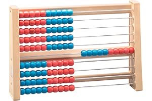 WISSNER® AKTIV lernen - Boulier de calcul, comptage 1-100, 100 Boules Rouge/Bleu - RE-Wood®