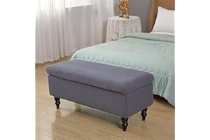 Highdi Stretch Ottoman Cover Rectangle, Soft Elastic Ottoman Slipcover Folding Ottoman Storage Bench Covers Washable Footstool Protector Covers for Living Room (90-120cm,Dark grey)