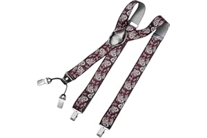 DonDon Hosenträger Herren extra stark 3,5 cm Hosenträger Herren breit mit brauem Leder in Y-Form lang - Starke Clips passend für Anzug Jeans Chinos Vintage Rockabilly Suspenders